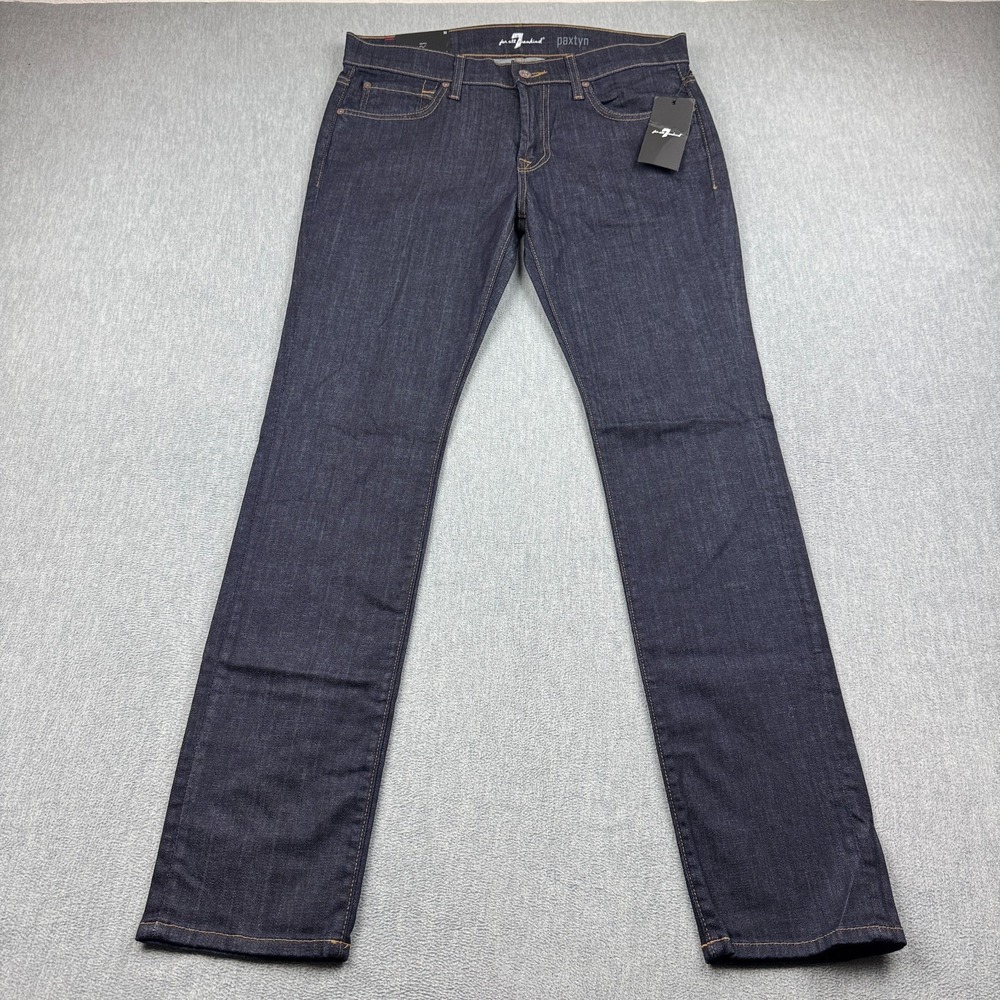 7 For All Mankind Jeans Mens 32X32 Blue Straight-Leg Skinny Classic Workwear